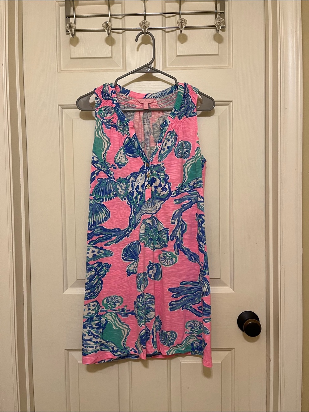 Lilly Pulitzer Pink Blue Green Tropical Print Dress